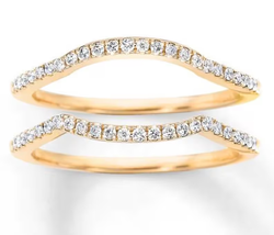 Women&#39;s Enhancer Wrap Engagement Ring Round Shape Diamond 14k Yellow Gold Finish - £94.77 GBP