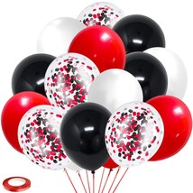 Black Red Confetti Latex Balloons, 60Pack 12Inch Black Red Confetti Part... - £12.56 GBP