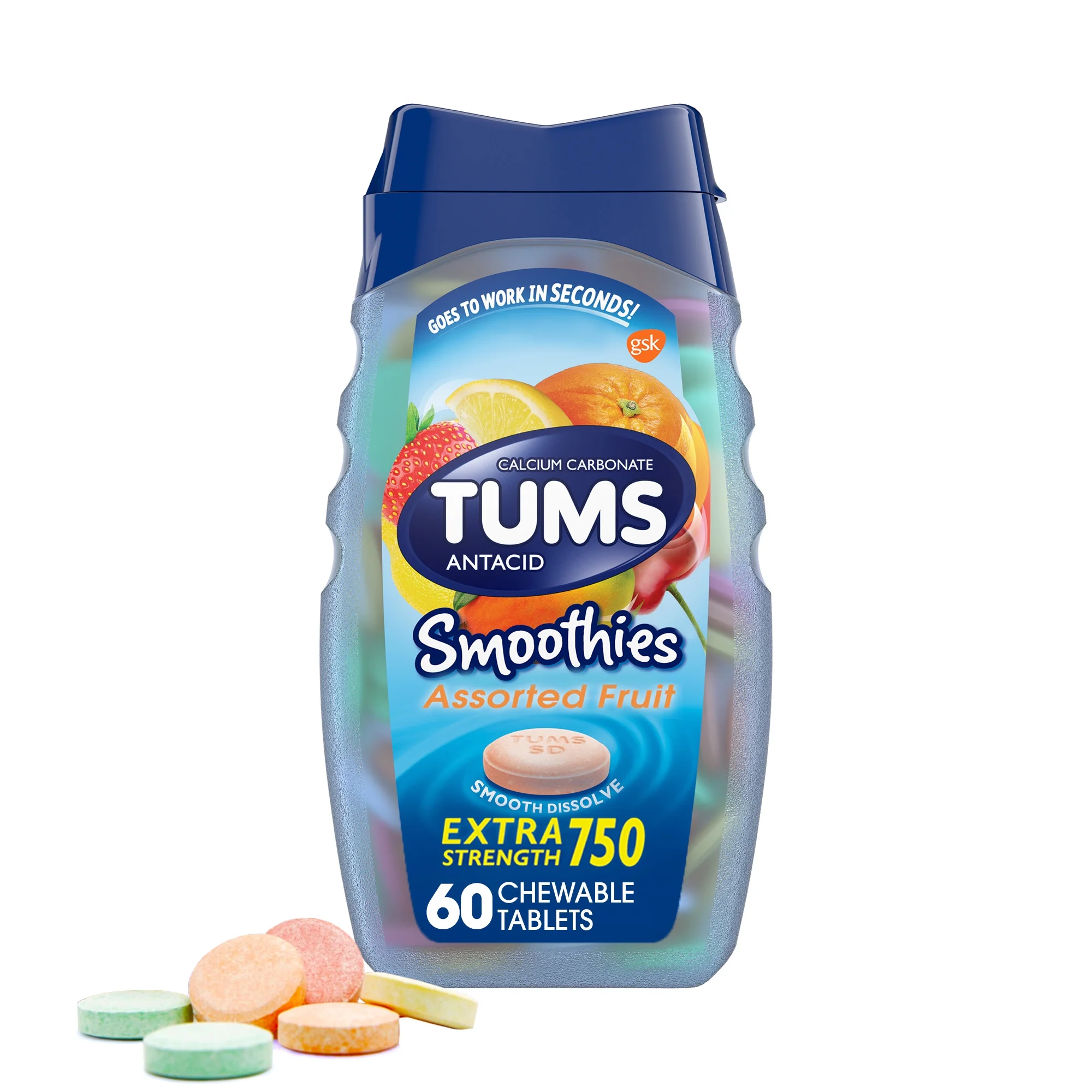 Tums Smoothies Extra Strength Heartburn Relief Antacid Tablets, Fruit, 6... - $27.22 CAD