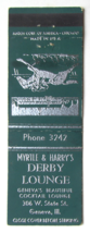 Myrtle &amp; Harry&#39;s Derby Lounge - Geneva, Illinois Restaurant 20FS Matchbook Cover - £1.39 GBP