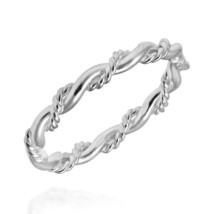 Intricate Braid Stackable Band .925 Sterling Silver Ring-4 - £12.60 GBP