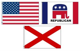RFCO Lot of 3 Flags: USA, Alabama State and Republican 3&#39;x5&#39; Polyester Flag - £13.88 GBP