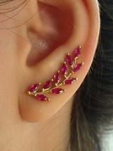 1.50 Ct Marquise Cut Simulated Ruby 925 Sterling Silver Ear Climber Earrings - £77.37 GBP