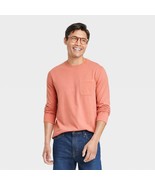 Goodfellow &amp; Co Men&#39;s Long Sleeve Garment Dyed Pocket Tee MEDIUM Rose Red - $30.17 CAD