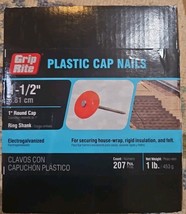 (1 Lb / 207 NAILS) 1-1/2&quot; Plastic Round Cap Electro Galvanized Ring Shan... - $12.84