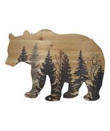 Western Black Bear With Pine Trees Forest Silhouette Wooden Cutout Wall ... - $675.14 MXN