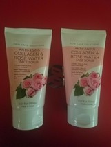 2 Pack Anti Aging Collagen &amp; Rose Water Face Scrub Fl Gentle Exfoliates 5.07oz - £25.32 GBP