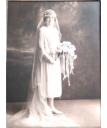 Antique 1920&#39;s PHOTOGRAPH Flapper BRIDE PHOTO Newark NJ WEDDING - $40.27 CAD