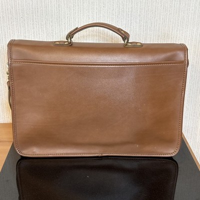 Vtg Coach Briefcase Messenger Bag Full Grain Leather Tobacco Brown 1980s USA Item image 4
