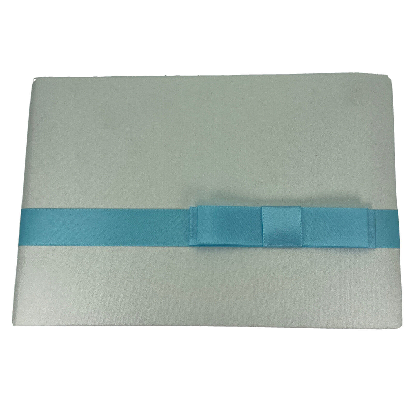 Beverly Clark Collection Wedding Guest Book White Satin with Blue Sky Ri... - $33.83