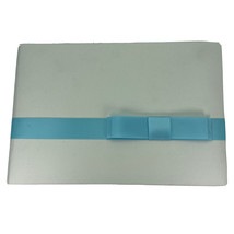 Beverly Clark Collection Wedding Guest Book White Satin with Blue Sky Ri... - £27.04 GBP