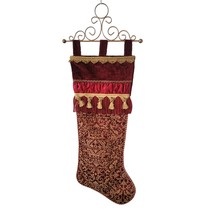 Huge 4 Foot Tall Wall Hanging Christmas Stocking 12 Pocket Tassel Red  - £42.09 GBP