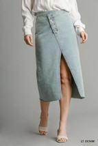 Women&#39;s Asymmetrical Waist And Button Up Front Split Denim Skirt - $31.50