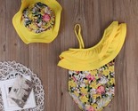 NEW Boutique Girls Yellow Floral Swimsuit &amp; Sun Hat Size 6 - £10.22 GBP