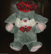 18" Big Huge Vintage Christmas Gray Pink Mouse Fine Toy Co Stuffed Animal Plush - $46.55