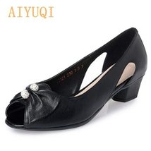 AIYUQI new Genuine Leather woman shoes sandals  butterfly-knot  crystal low heel - £64.36 GBP