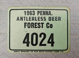 1963 Penna Antlerless Deer 4024 Forest Co Cardboard Hunting License Penn... - $24.99