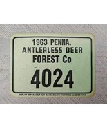 1963 Penna Antlerless Deer 4024 Forest Co Cardboard Hunting License Penn... - £19.54 GBP