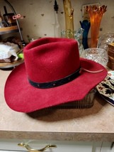 Stetson Stallion Cowboy Hat Red Wool Size 6 3/4” Braided Leather Band - $69.07