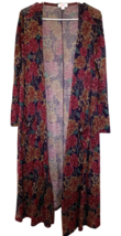 LulaRoe Sarah Duster Long Cardigan Womens Size Large Floral 2 Pockets 46&quot; Long - £13.48 GBP