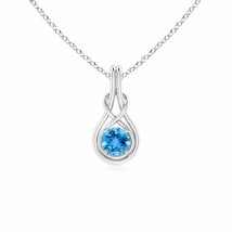 ANGARA Round Swiss Blue Topaz Solitaire Infinity Knot Pendant in 14K Solid Gold - £402.15 GBP