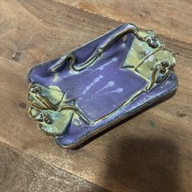 Studio Art Pottery  Purple Hearts Trinket/Soap Dish 8”x5” - $14.00