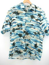 Campia Moda Shirt Men XL Multi Color Button Front Short Sleeve Hawaiian Palm Tre - £9.48 GBP