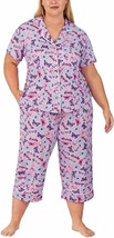 Room Service ~ 2-Pc Pajama Set ~ Purple ~ Capri Length ~ Short Sleeve ~ Size 3XL - £18.44 GBP