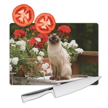 Cat : Gift Cutting Board Cute Animal Kitten Funny Friend Flowers Pet Feline - £23.24 GBP