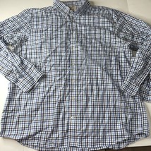 Duluth Trading Co Mens Button Down Shirt Size Sz 2XL XXL  TALL Blue White Stripe - £15.65 GBP