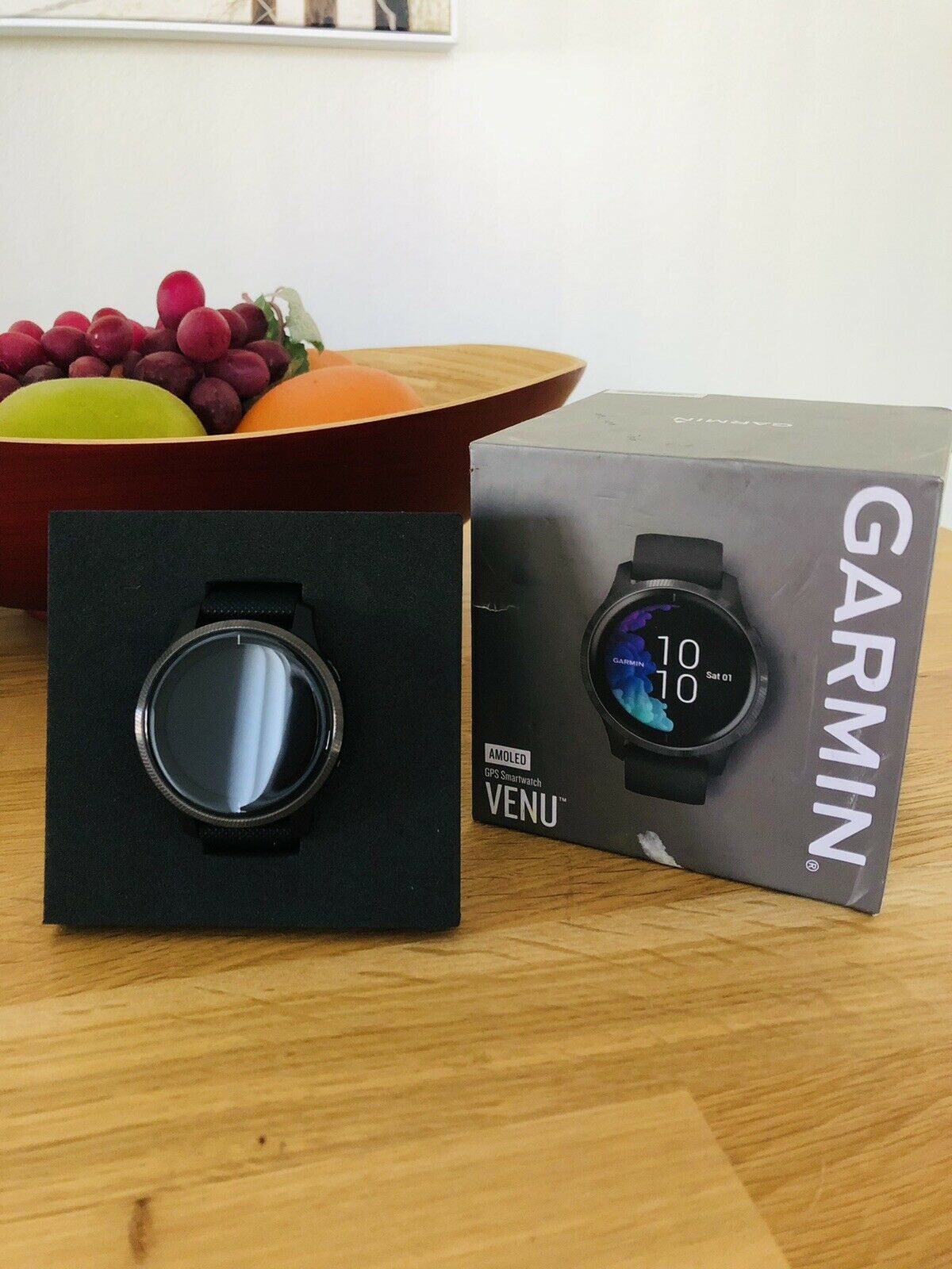 Garmin VENU Black w/ Slate Hardware GPS Smartwatch, AMOLED Touchscreen, Open Box - £159.25 GBP