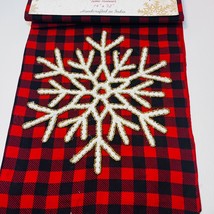 Christmas Table Runner Desired Decor Beaded Snowflake Plaid 14 X 72 Inch... - $19.80