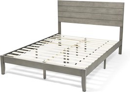 Queen Size Bed With Headboard, Natural And Gray Finish, Gdfstudio Apollo. - £338.47 GBP