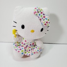Hello Kitty TY Plush Beach Shovel Polka Dots Bow 6&quot; Stuffed Animal Summer Sanrio - £6.92 GBP