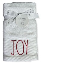 Rae Dunn Hand Towels White Set of 2 - JOY LL Red 16&#39;x 30&#39; Christmas Holiday Bath - £26.30 GBP