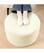 Asuprui Round Ottoman Pouf Faux Fur 20x20x14 Cream - $505.94 MXN