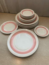 Mid Century Flamingo Pink Plate Set-WALLACE China Los Angeles-Lot of 13 ... - $52.47