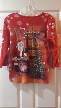 Christopher &amp; Banks Christmas Women All Over Print Double Sided Shirt Top Size M - £7.29 GBP