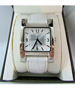 White and Silver Classy Square Face Watch Unbranded White Band Needs Bat... - £3.12 GBP