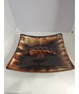 Vintage USA Art Pottery Brown Drip MCM Ashtray AT-13 Large  Square 9&quot; - $35.26 CAD