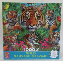 Ceaco 1000 Piece Puzzle Wild TIGERS in the Jungle with flowers birds - $34.55