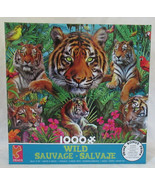 Ceaco 1000 Piece Puzzle Wild TIGERS in the Jungle with flowers birds - $41.13
