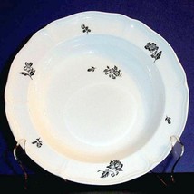 Wedgwood LUDLOW 9&quot; Soup Bowl Black Floral Queen&#39;s Shape Made in UK New - $22.90