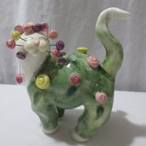 Whimsiclay Cat Rosette Amy Lacombe Willitts  Designs Green Kitty Flower Garden - £22.33 GBP