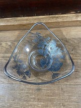 Silver City Candy Dish Bowl Flanders Poppy Flowers Overlay Elegant Glass... - £13.03 GBP