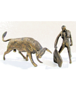 Antique Brass Coated Bronze Bullfighter and Bull Bullfighting Sculptures - €214,87 EUR