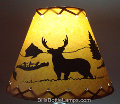 DEER Table Light Cabin Cottage LAMP SHADE Clip-On Bulb Style 9&quot; inch Lac... - $33.24