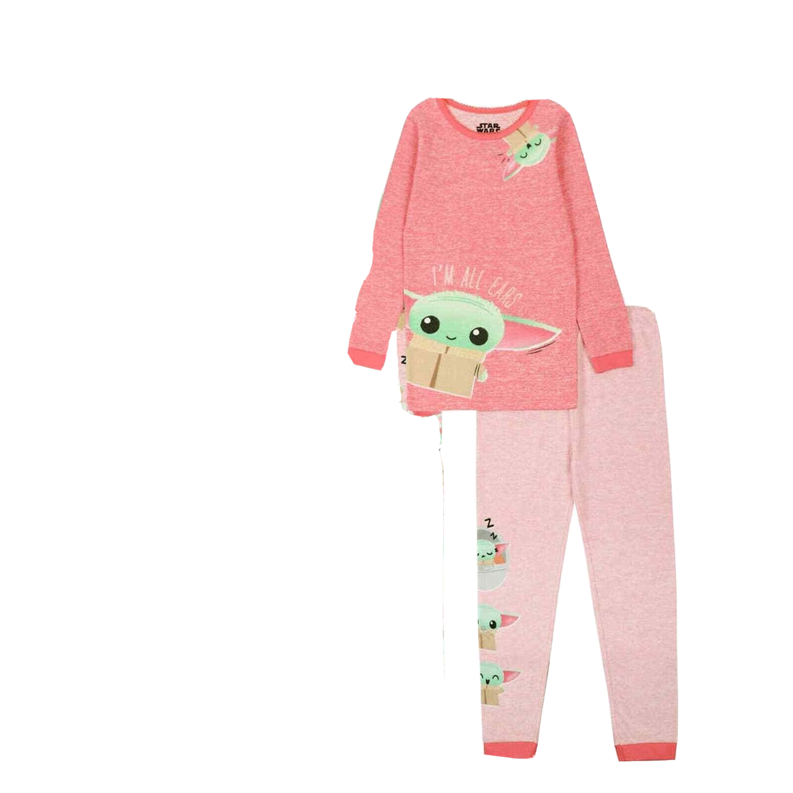Primary image for Star Wars Girls Size 5 Baby Yoda Pink Shirt Bottom 2 Piece Pajama Set NWT