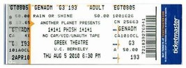 Phish Untorn Concert Ticket Stub August 5 2010 University Of California ... - $34.64