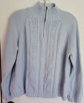 Womens XL Karen Scott Pale Blue 1/2 Zip 100% Cotton Mock Turtleneck Sweater - £7.06 GBP